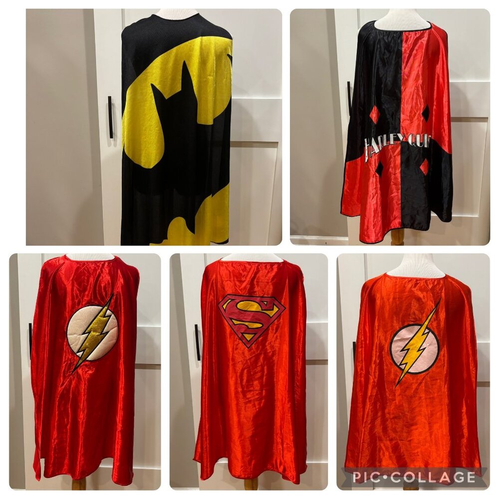 5 Super Hero Capes - Batman Superman The‎ Flash Harley Quinn